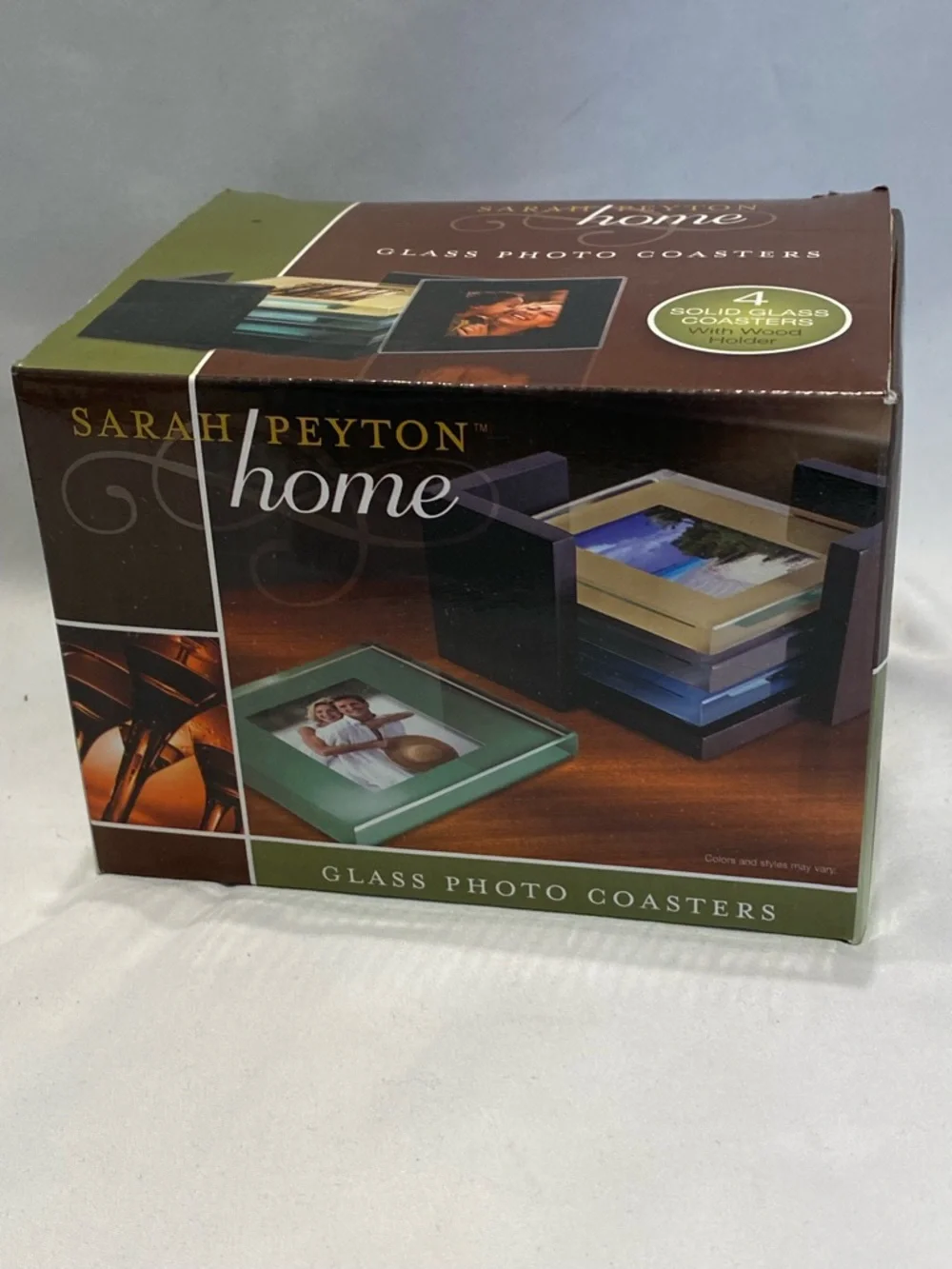 Sarah Peyton Home Set of 4 Glass Photo Coasters, NIB